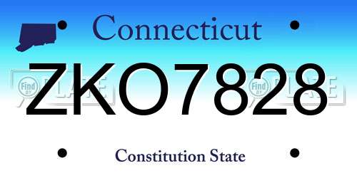 ZKO7828 Connecticut License Plate