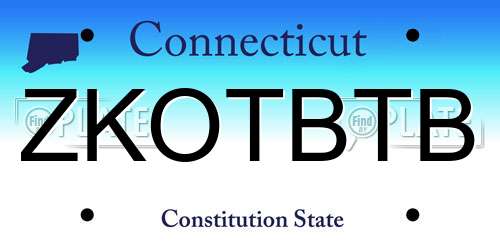 ZKOTBTB Connecticut License Plate