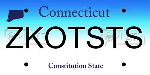 ZKOTSTS Connecticut License Plate