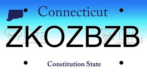 ZKOZBZB Connecticut License Plate