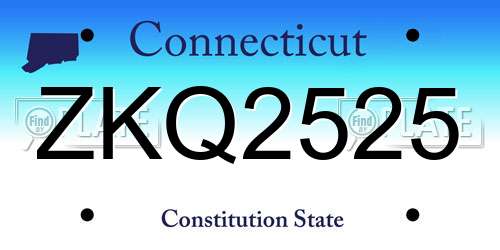 ZKQ2525 Connecticut License Plate