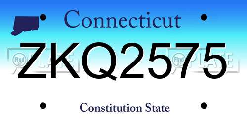 ZKQ2575 Connecticut License Plate