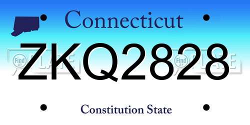 ZKQ2828 Connecticut License Plate