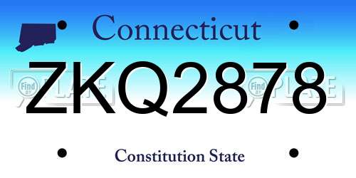 ZKQ2878 Connecticut License Plate