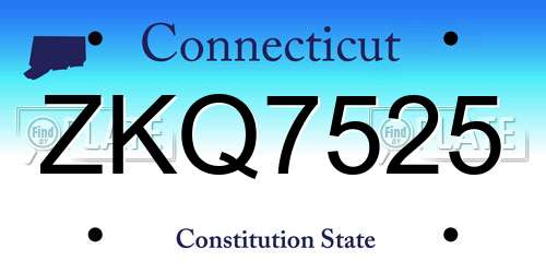 ZKQ7525 Connecticut License Plate