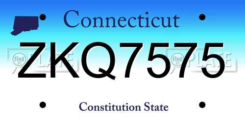 ZKQ7575 Connecticut License Plate