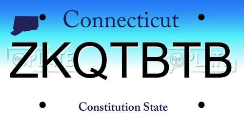 ZKQTBTB Connecticut License Plate