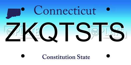 ZKQTSTS Connecticut License Plate