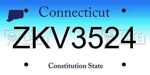 ZKV3524 Connecticut License Plate