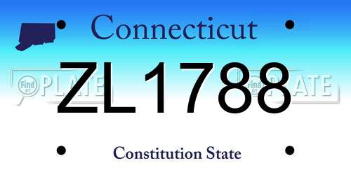 ZL1788 Connecticut License Plate