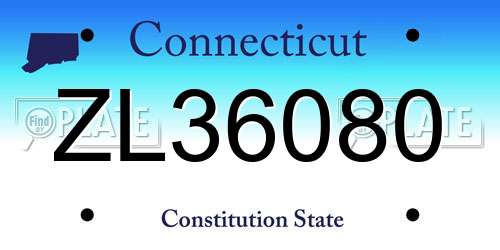 ZL36080 Connecticut License Plate