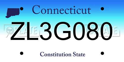 ZL3G080 Connecticut License Plate