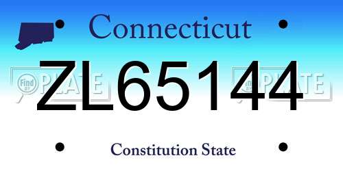 ZL65144 Connecticut License Plate