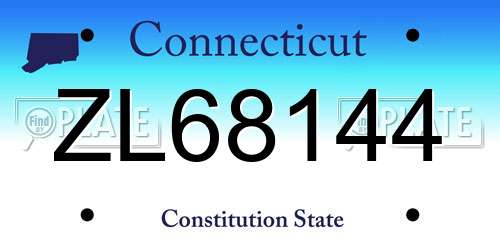 ZL68144 Connecticut License Plate