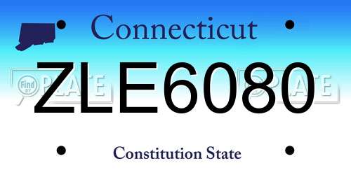 ZLE6080 Connecticut License Plate