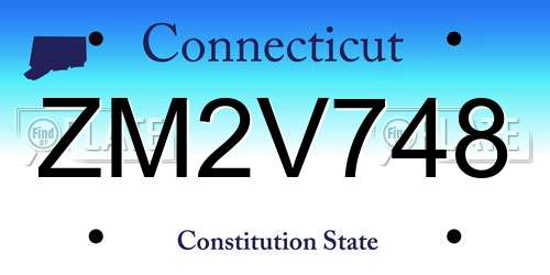 ZM2V748 Connecticut License Plate