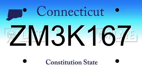 ZM3K167 Connecticut License Plate