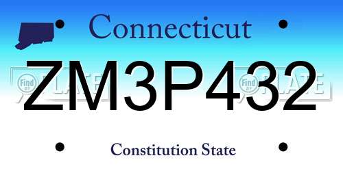 ZM3P432 Connecticut License Plate