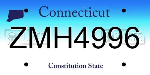 ZMH4996 Connecticut License Plate
