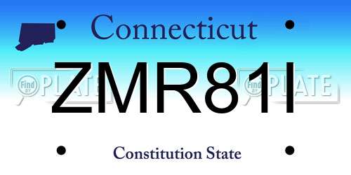 ZMR81I Connecticut License Plate