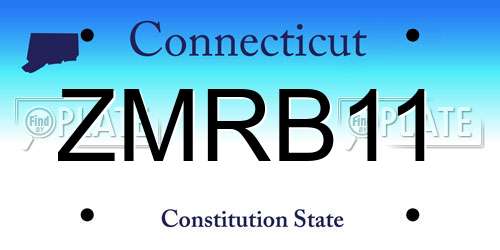 ZMRB11 Connecticut License Plate