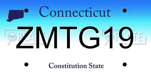 ZMTG19 Connecticut License Plate