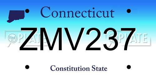 ZMV237 Connecticut License Plate
