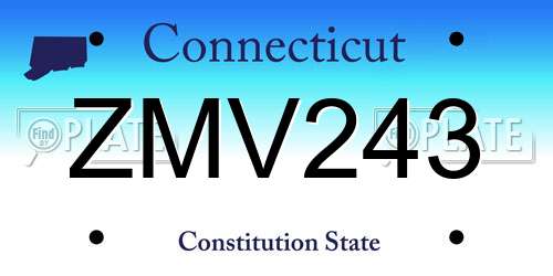 ZMV243 Connecticut License Plate