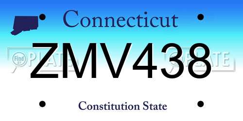 ZMV438 Connecticut License Plate