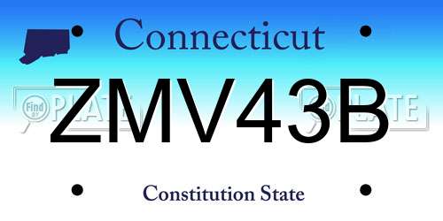 ZMV43B Connecticut License Plate