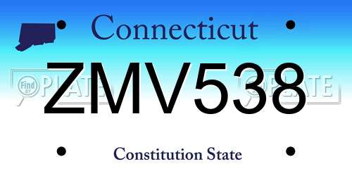 ZMV538 Connecticut License Plate