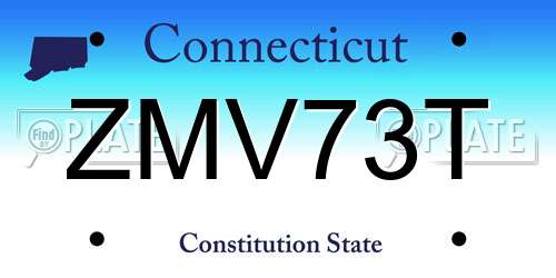 ZMV73T Connecticut License Plate