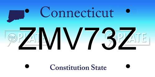 ZMV73Z Connecticut License Plate