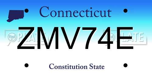 ZMV74E Connecticut License Plate