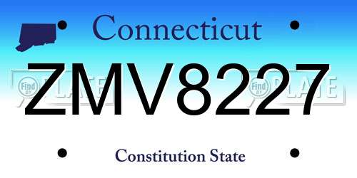 ZMV8227 Connecticut License Plate