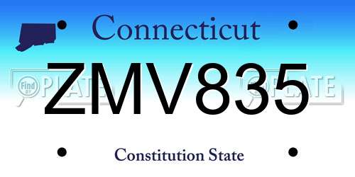 ZMV835 Connecticut License Plate