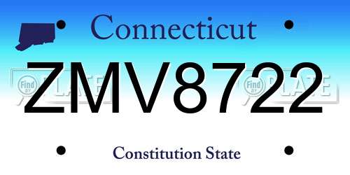 ZMV8722 Connecticut License Plate