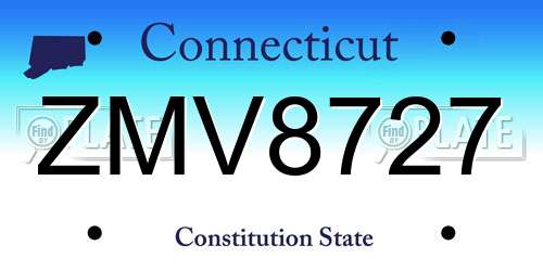 ZMV8727 Connecticut License Plate
