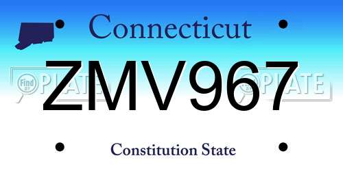 ZMV967 Connecticut License Plate