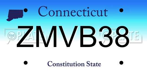 ZMVB38 Connecticut License Plate