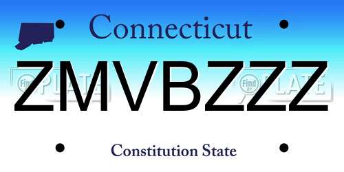ZMVBZZZ Connecticut License Plate