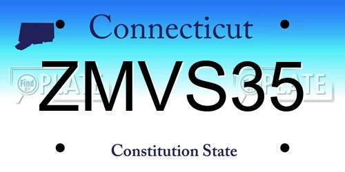 ZMVS35 Connecticut License Plate