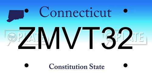 ZMVT32 Connecticut License Plate