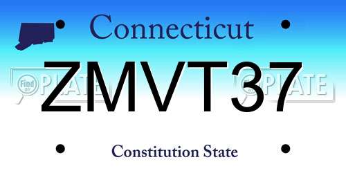 ZMVT37 Connecticut License Plate