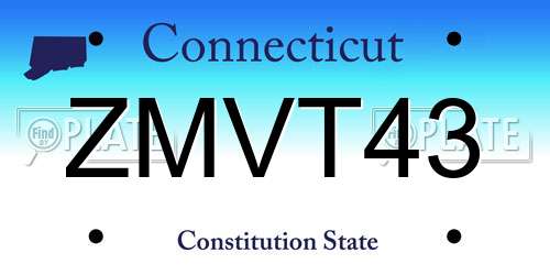 ZMVT43 Connecticut License Plate