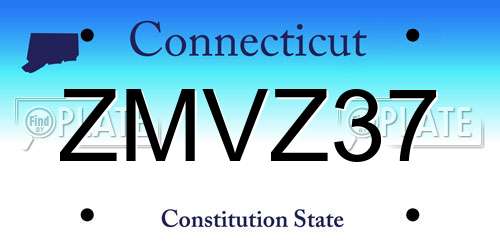 ZMVZ37 Connecticut License Plate