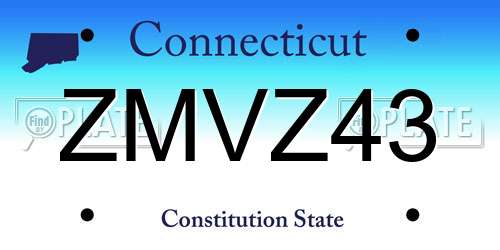 ZMVZ43 Connecticut License Plate