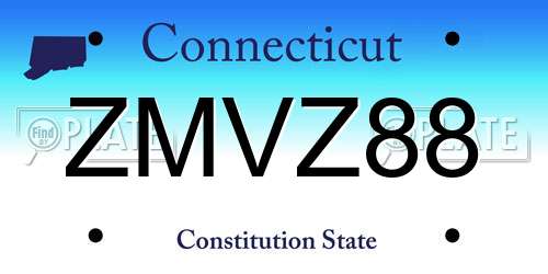 ZMVZ88 Connecticut License Plate
