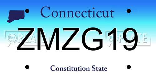 ZMZG19 Connecticut License Plate