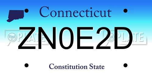 ZN0E2D Connecticut License Plate